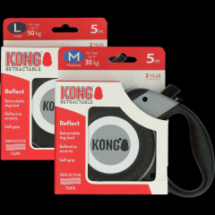 Kong Retractable Leash Reflect Grijs M (5m/30kg)