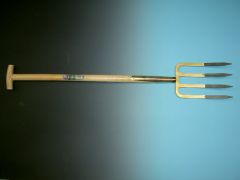 Spitvork Offner 4-tands brons met Atlas steel 90cm