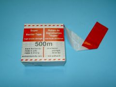 Afzetband 8 cm versterkt rood/wit