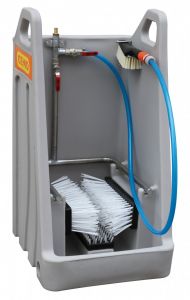 Laarzenreinigerbox, console met extra handborstel - RVS