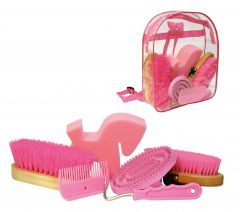 Poetsset van 7 items in Rugtas roze